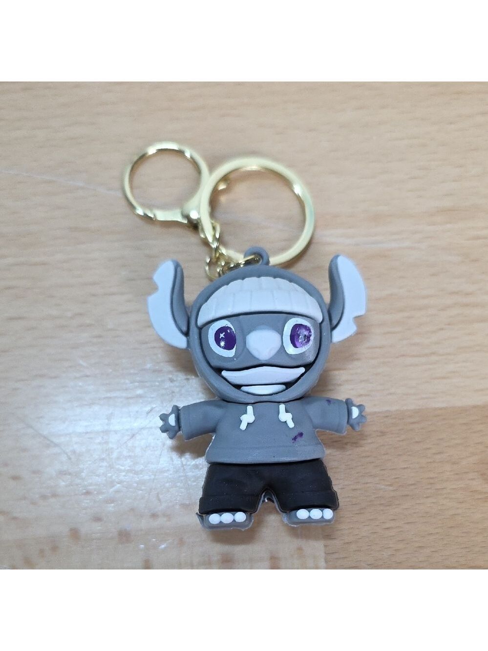 Gray and Black Cartoon Keychain Stich